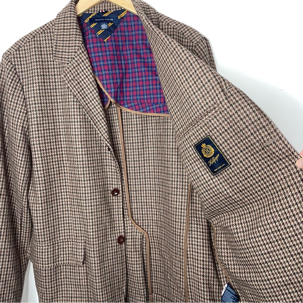 Tommy Hilfiger Wool Blend Tweed Houndstooth Blazer Sport Coat Men’s L - Picture 3 of 15